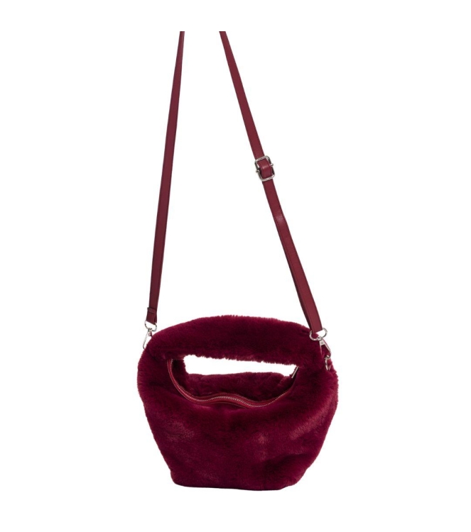 Rino en Pelle Small faux fur crossbody bag 10881 sugar plum
