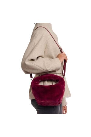 Rino en Pelle Small faux fur crossbody bag 10881 sugar plum