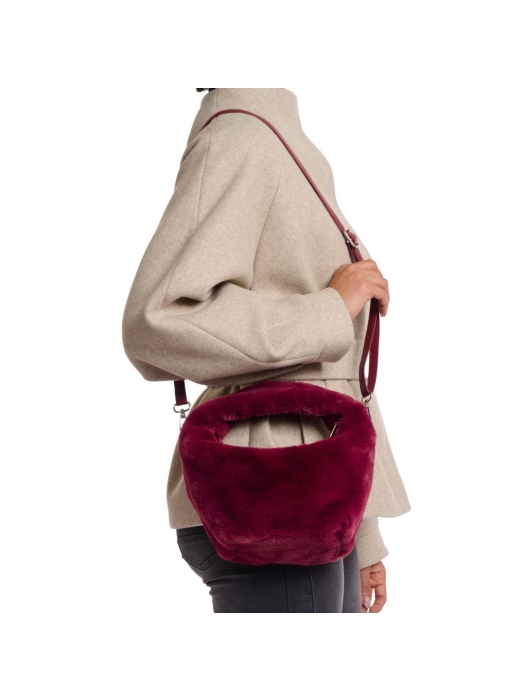 Rino en Pelle Small faux fur crossbody bag 10881 sugar plum