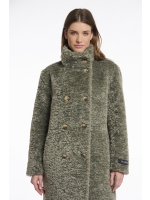 Rino en Pelle Mid long teddy coat 10867 green ash