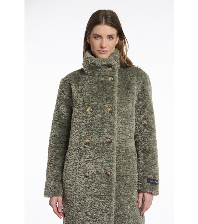 Rino en Pelle Mid long teddy coat 10867 green ash