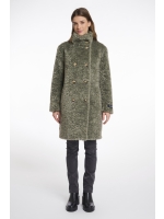 Rino en Pelle Mid long teddy coat 10867 green ash