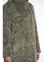 Rino en Pelle Mid long teddy coat 10867 green ash