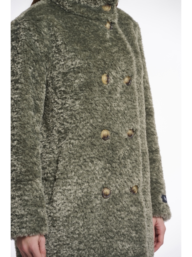 Rino en Pelle Mid long teddy coat 10867 green ash