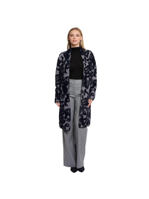 Rino en Pelle Long cardigan 10970 grey black leo