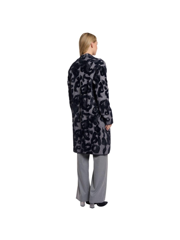 Rino en Pelle Long cardigan 10970 grey black leo