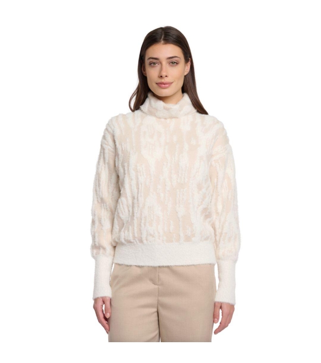 Rino en Pelle Boxy turtleneck sweater 10971 birch snow zebra