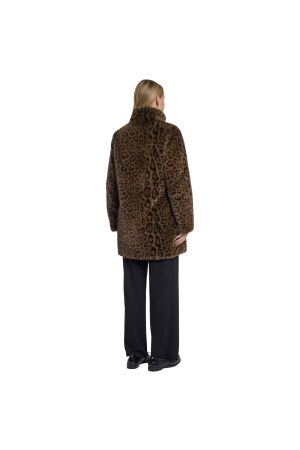 Rino en Pelle Single breasted fake fur coat 8980 leopard
