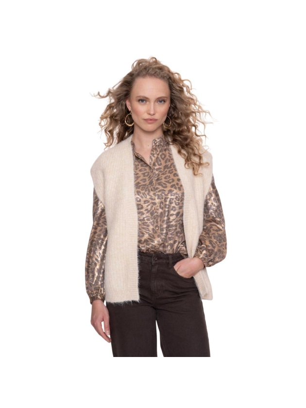 Geisha Gilet hairy 10 Off white