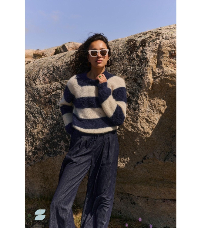 By-Bar Amsterdam Sian stripe pullover 1620 Midnight stripe