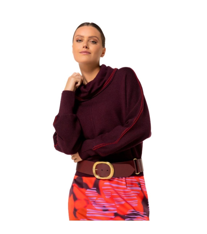 Caroline Biss Pull wol effen siersteek 54 Plum