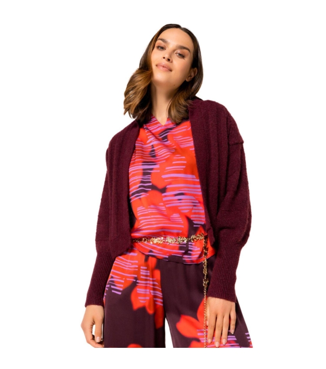 Caroline Biss Bolero geribt vleermuismouw 54 Plum