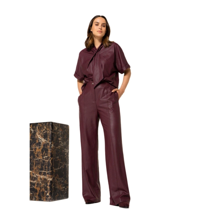 Caroline Biss Broek vegan leather 55 Wine
