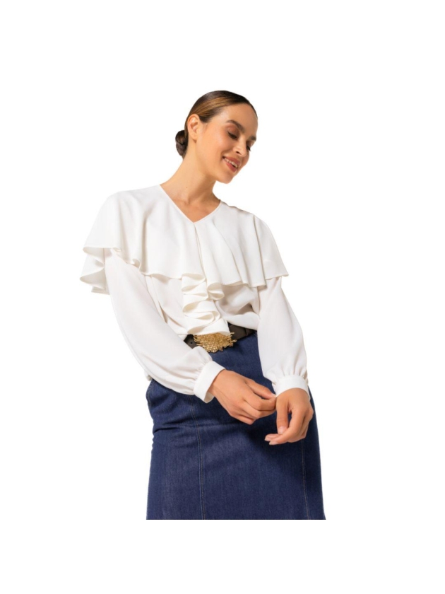 Caroline Biss Tuniek mousseline volant 93 Cream
