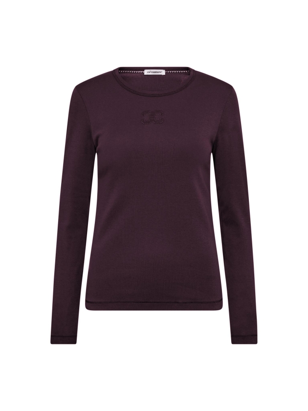 Co Couture GrannyCC embroidery ls tee 67 Plum