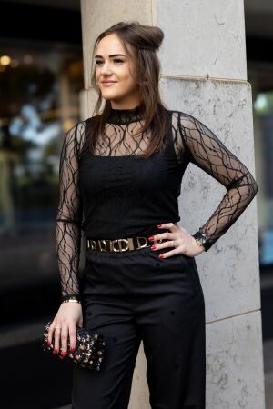 Co Couture MercyCC mesh turtleneck 96 Black