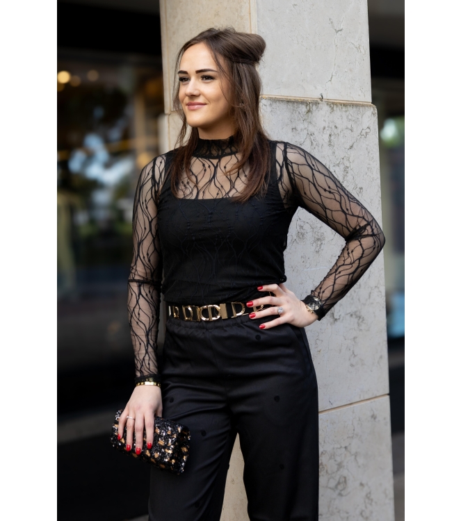 Co Couture MercyCC mesh turtleneck 96 Black