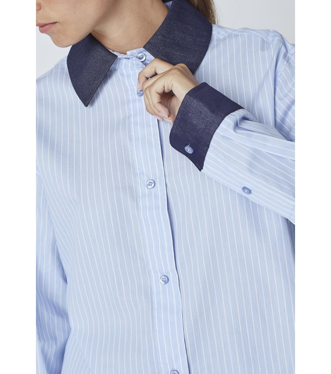Co Couture NelsonCC stripe shirt 23 Pale Blue