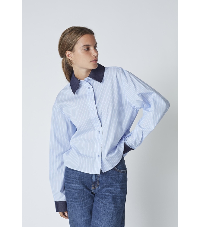 Co Couture NelsonCC stripe shirt 23 Pale Blue
