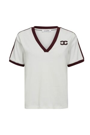 Co Couture EdgeCC stripe v-tee 1187 Offwhite-winered