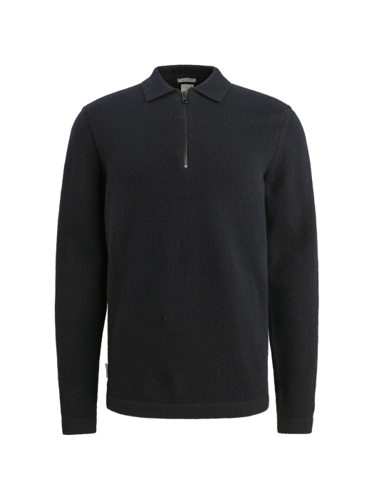 Cast Iron Long sleeve polo shirt regular woo 5287 Drak Sapphire