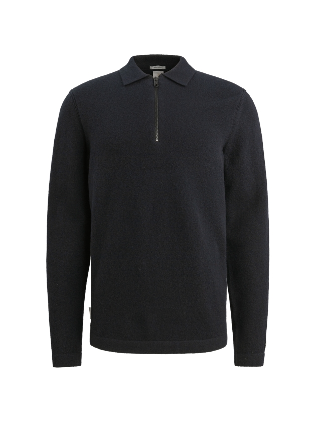 Cast Iron Long sleeve polo shirt regular woo 5287 Drak Sapphire