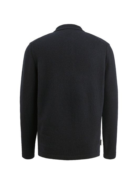 Cast Iron Long sleeve polo shirt regular woo 5287 Drak Sapphire