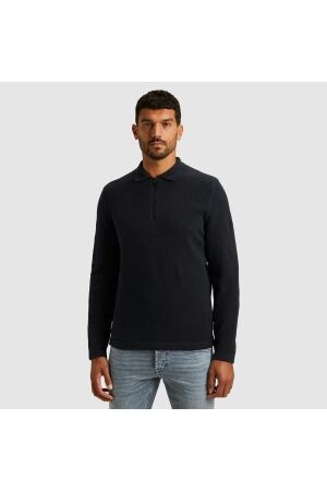 Cast Iron Long sleeve polo shirt regular woo 5287 Drak Sapphire