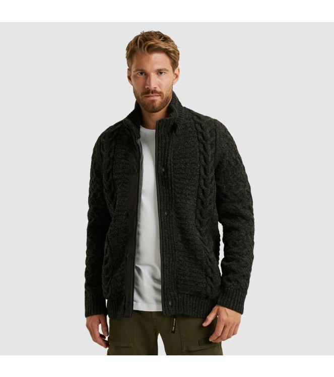 PME Legend Zip jacket heavy knit mixed yarn 971 Dark grey melee