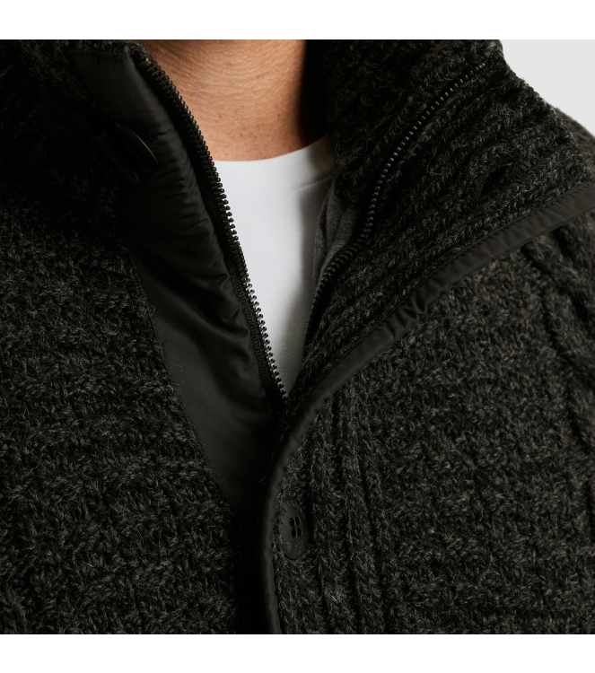 PME Legend Zip jacket heavy knit mixed yarn 971 Dark grey melee