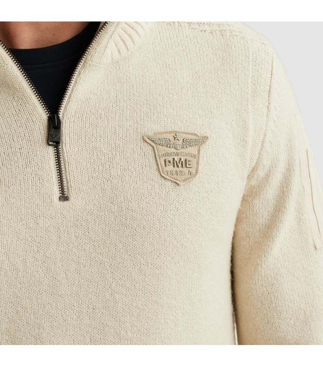 PME Legend Half zip collar soft blend 910 Bone white melee