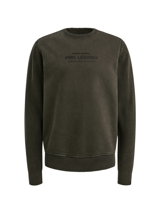 PME Legend Crewneck sweat knit combination 9703 Dark grey