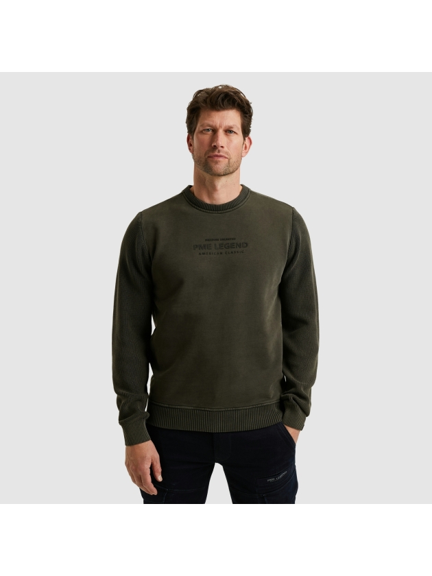 PME Legend Crewneck sweat knit combination 9703 Dark grey