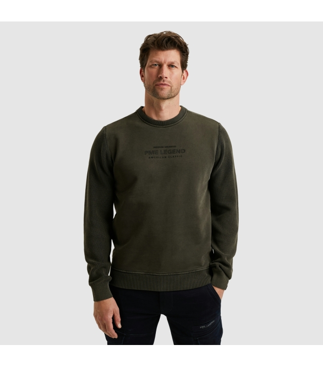 PME Legend Crewneck sweat knit combination 9703 Dark grey