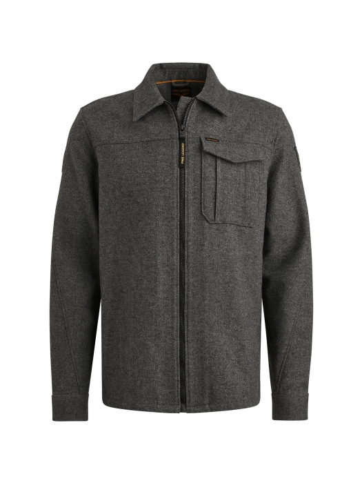 PME Legend LONG SLEEVE SHIRT Woolblend Herrin Dark Grey Melee