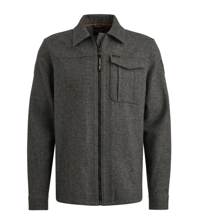 PME Legend LONG SLEEVE SHIRT Woolblend Herrin Dark Grey Melee