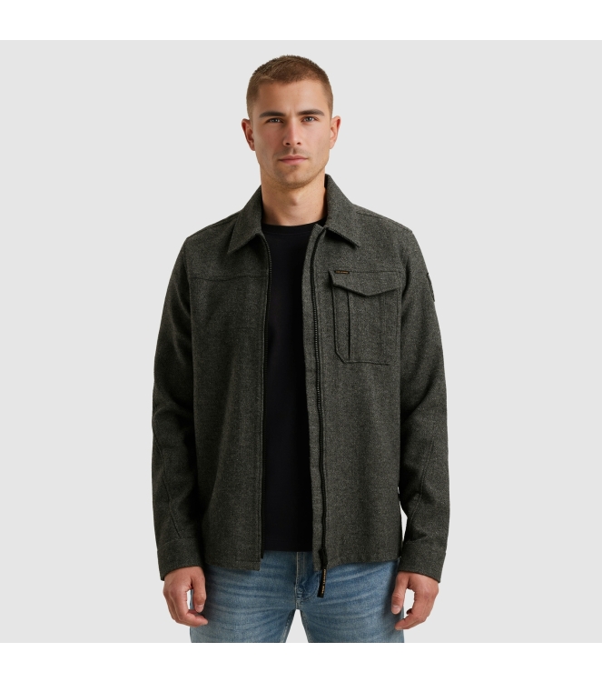 PME Legend LONG SLEEVE SHIRT Woolblend Herrin Dark Grey Melee