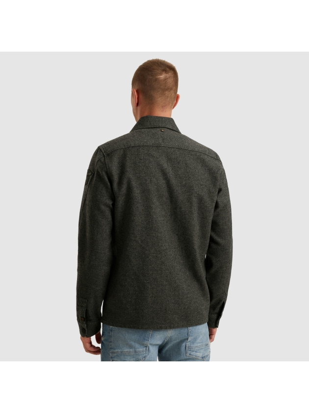 PME Legend LONG SLEEVE SHIRT Woolblend Herrin Dark Grey Melee