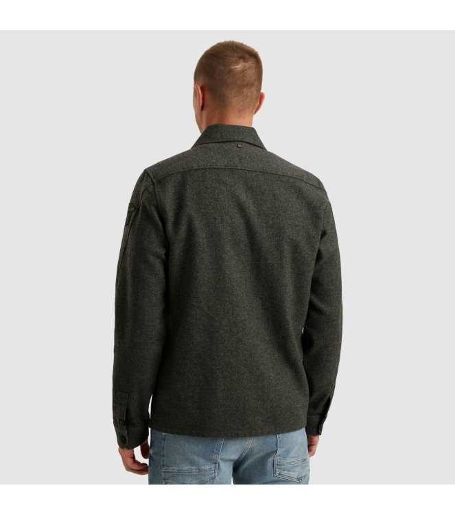 PME Legend LONG SLEEVE SHIRT Woolblend Herrin Dark Grey Melee