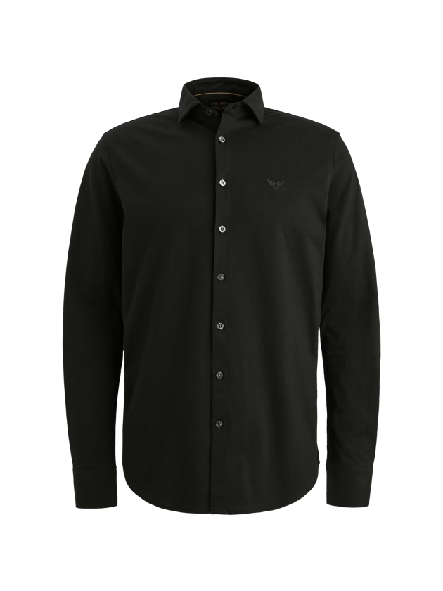 PME Legend LONG SLEEVE SHIRT Satin Jersey 999 Black