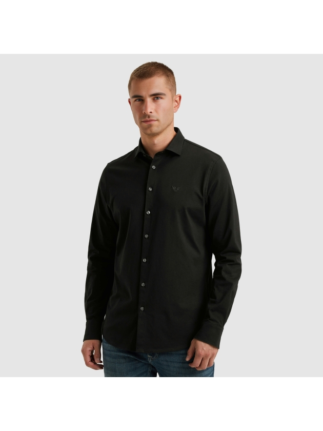 PME Legend LONG SLEEVE SHIRT Satin Jersey 999 Black
