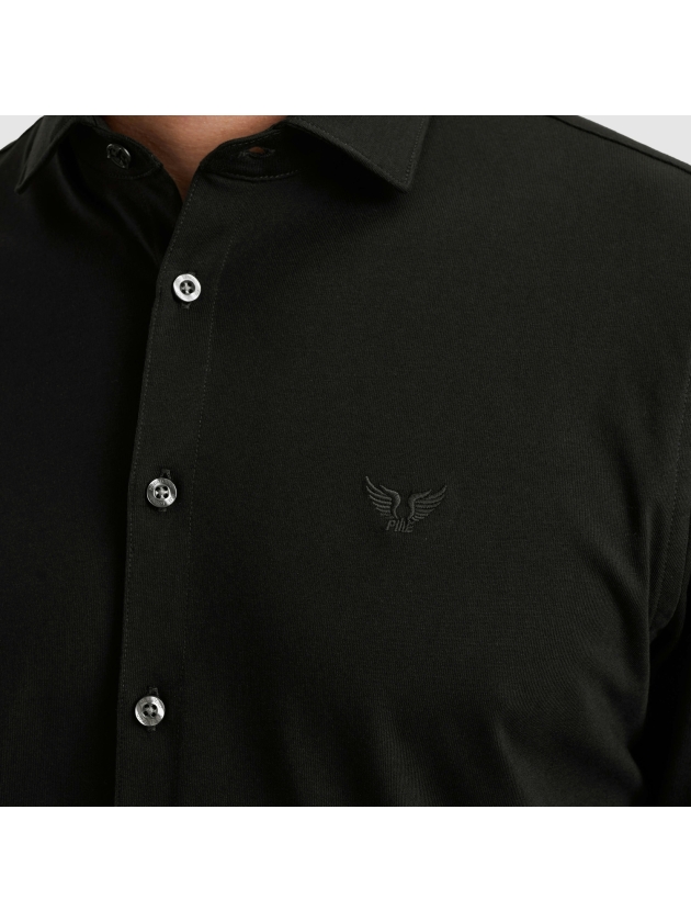 PME Legend LONG SLEEVE SHIRT Satin Jersey 999 Black