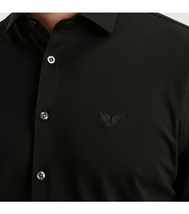 PME Legend LONG SLEEVE SHIRT Satin Jersey 999 Black