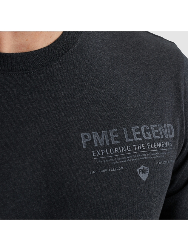 PME Legend Short sleeve r-neck melange jersey 5282 Carbon