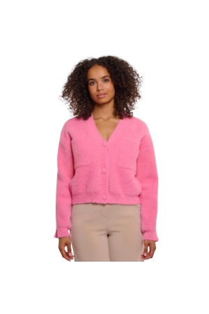 Rino en Pelle Short V-neck cardigan 10796 bright pink