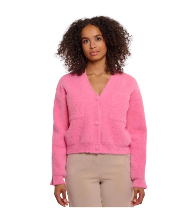 Rino en Pelle Short V-neck cardigan 10796 bright pink
