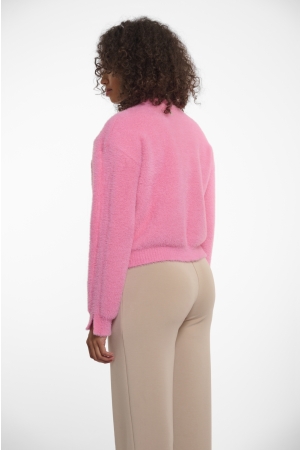 Rino en Pelle Short V-neck cardigan 10796 bright pink