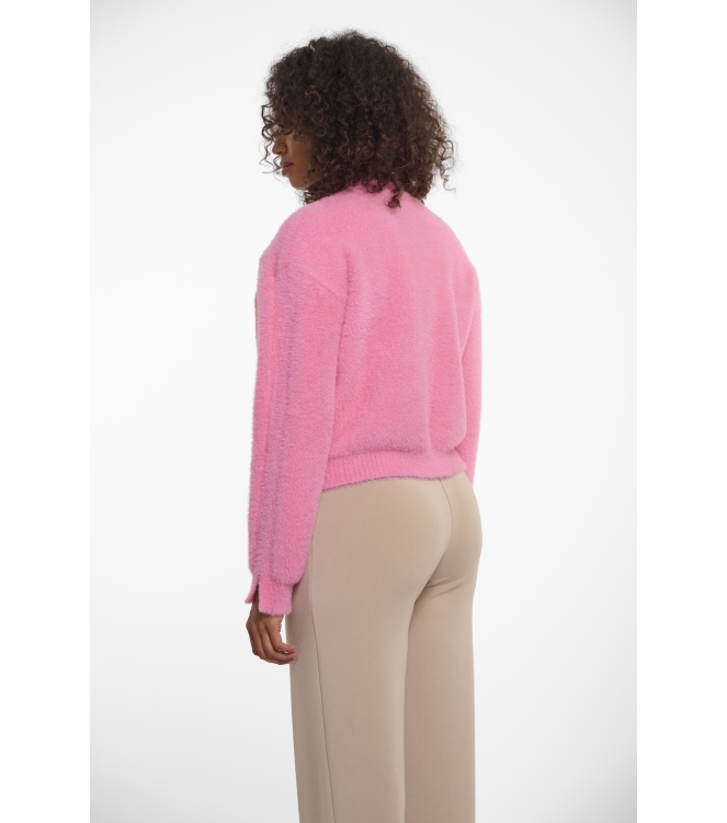 Rino en Pelle Short V-neck cardigan 10796 bright pink