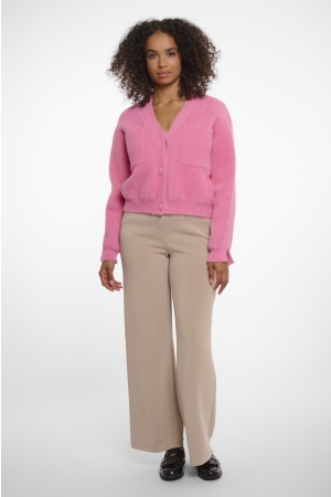Rino en Pelle Short V-neck cardigan 10796 bright pink
