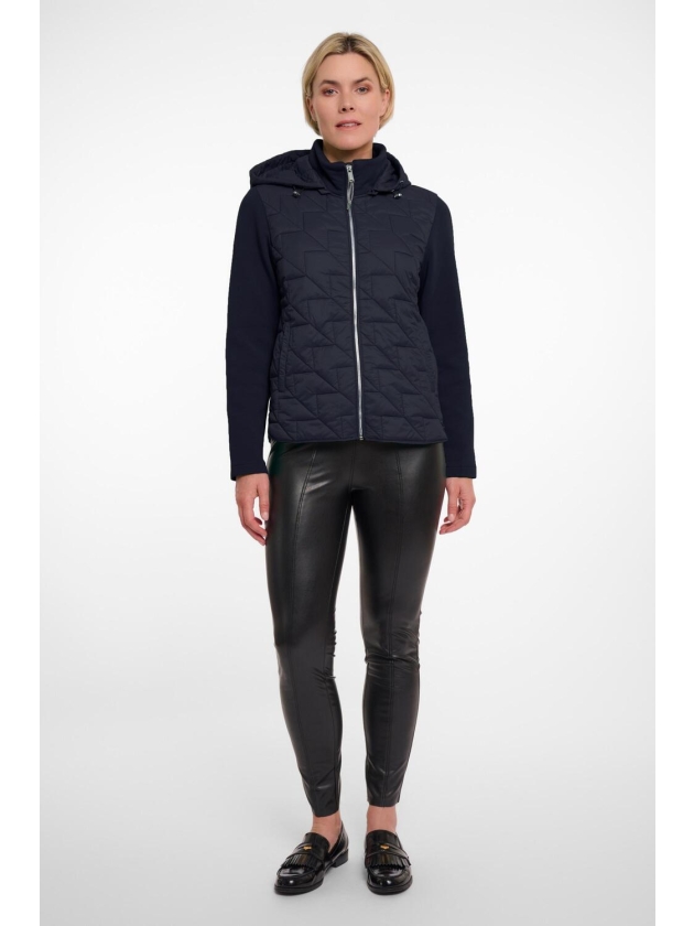 Rino en Pelle Light quilted jacket with scuba sleeves 7730 navy
